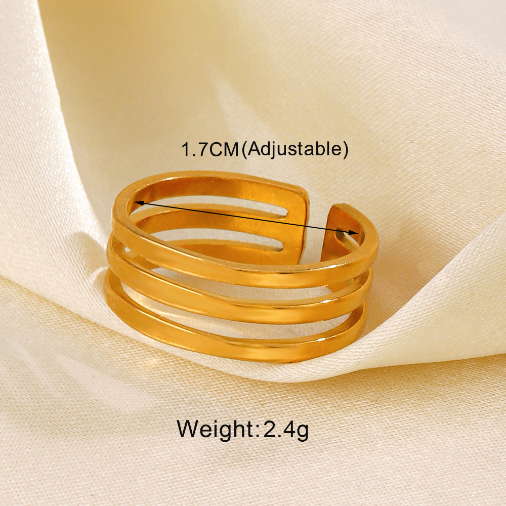 Vintage-Stil Herzform Linien Edelstahl 304 18 Karat Vergoldet Offener Ring In Masse display picture 2