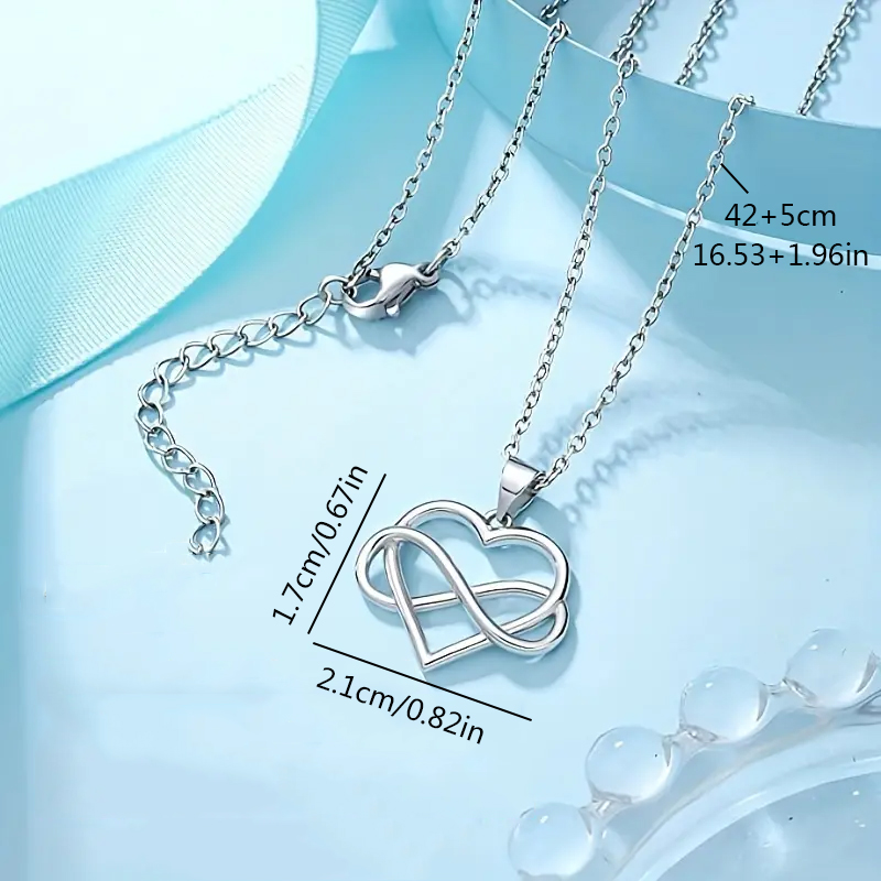 304 Stainless Steel Simple Style Classic Style Commute Infinity Heart Shape Pendant Necklace display picture 2
