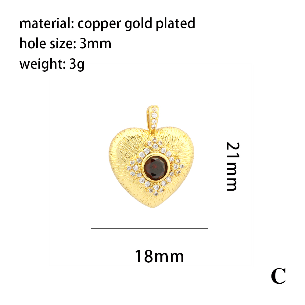 1 Piece 21 * 18mm Copper Zircon 18K Gold Plated Devil's Eye Hand Of Fatima Heart Shape Pendant Chain display picture 12
