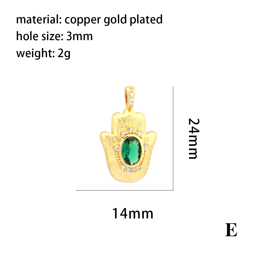 1 Piece 21 * 18mm Copper Zircon 18K Gold Plated Devil's Eye Hand Of Fatima Heart Shape Pendant Chain display picture 8