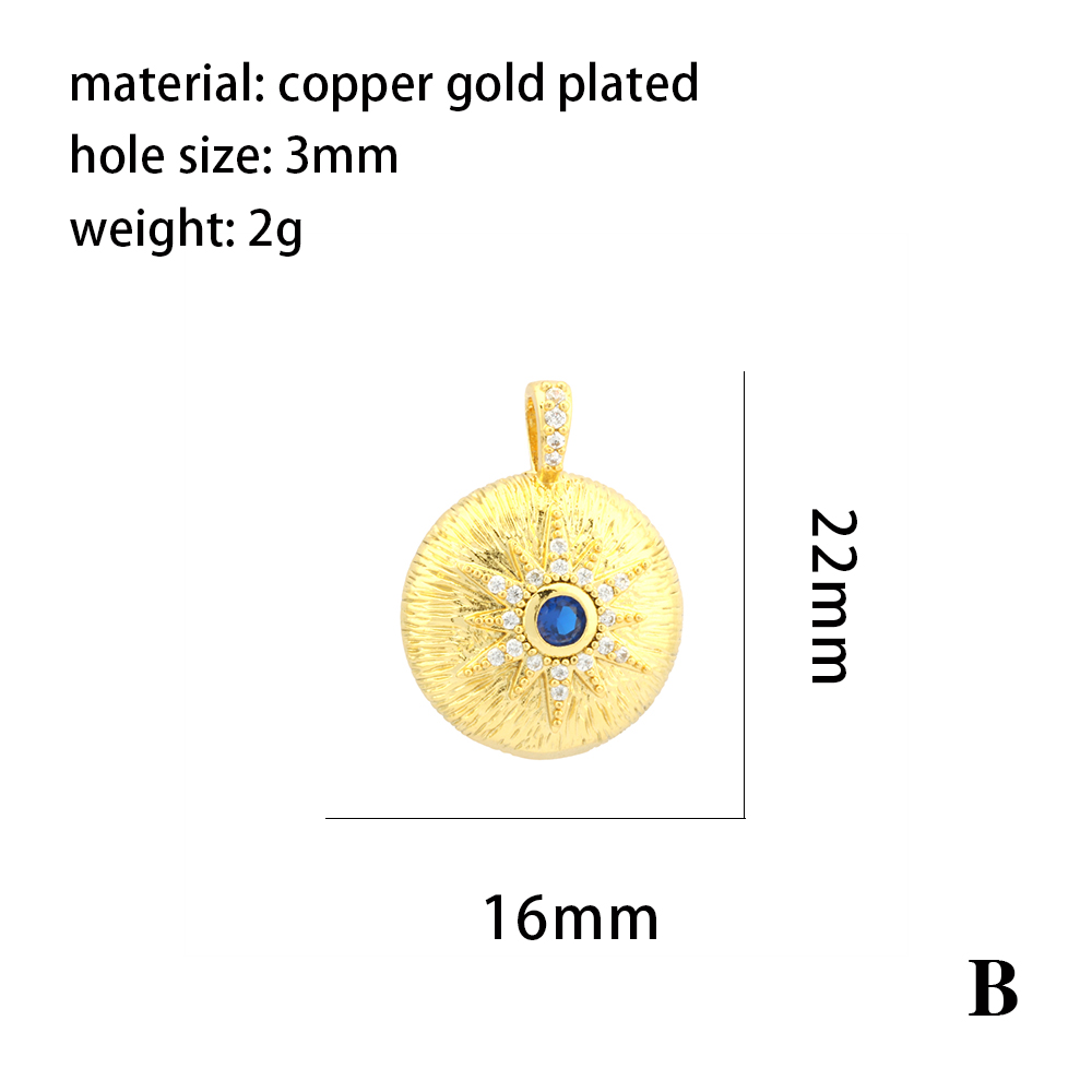 1 Piece 21 * 18mm Copper Zircon 18K Gold Plated Devil's Eye Hand Of Fatima Heart Shape Pendant Chain display picture 10