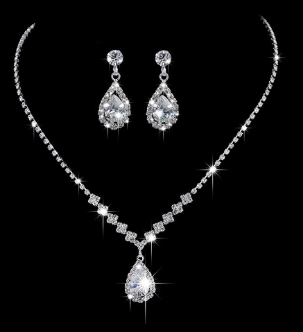 Elegant Lady Bridal Geometric Artificial Crystal Artificial Rhinestones Artificial Crystal Alloy Wholesale Earrings Necklace Jewelry Set display picture 1