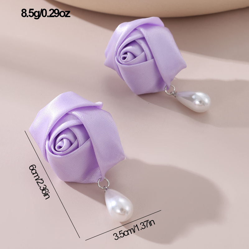 1 Pair Cute Lady Sweet Flower Artificial Pearl Cloth Ear Studs display picture 38