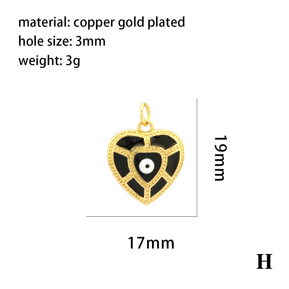 1 Piece 21 * 18mm Copper Zircon 18K Gold Plated Devil's Eye Hand Of Fatima Heart Shape Pendant Chain display picture 9
