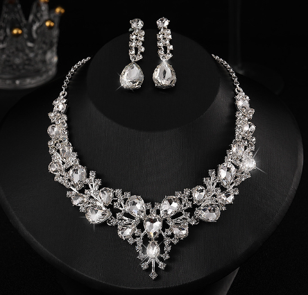 Elegant Lady Bridal Geometric Artificial Crystal Artificial Rhinestones Artificial Crystal Alloy Wholesale Earrings Necklace Jewelry Set display picture 8