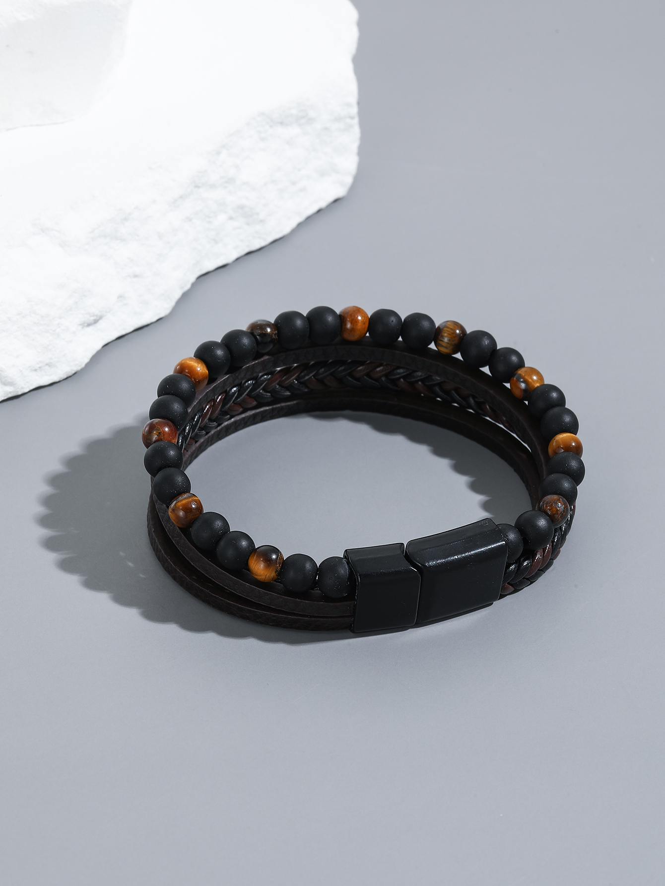Einfacher Stil Geometrisch Pu-Leder Perlen Männer Armbänder display picture 2