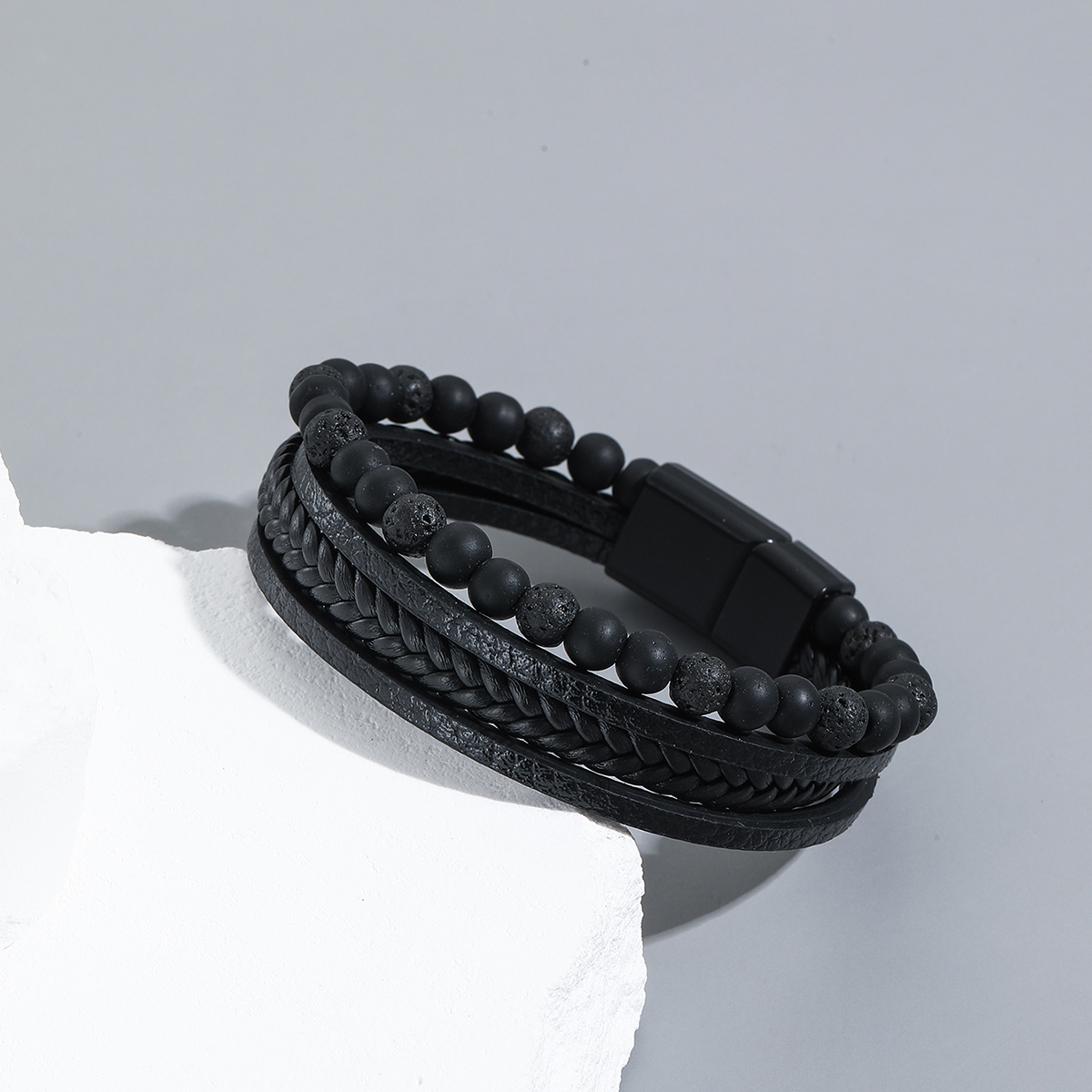 Einfacher Stil Geometrisch Pu-Leder Perlen Männer Armbänder display picture 4