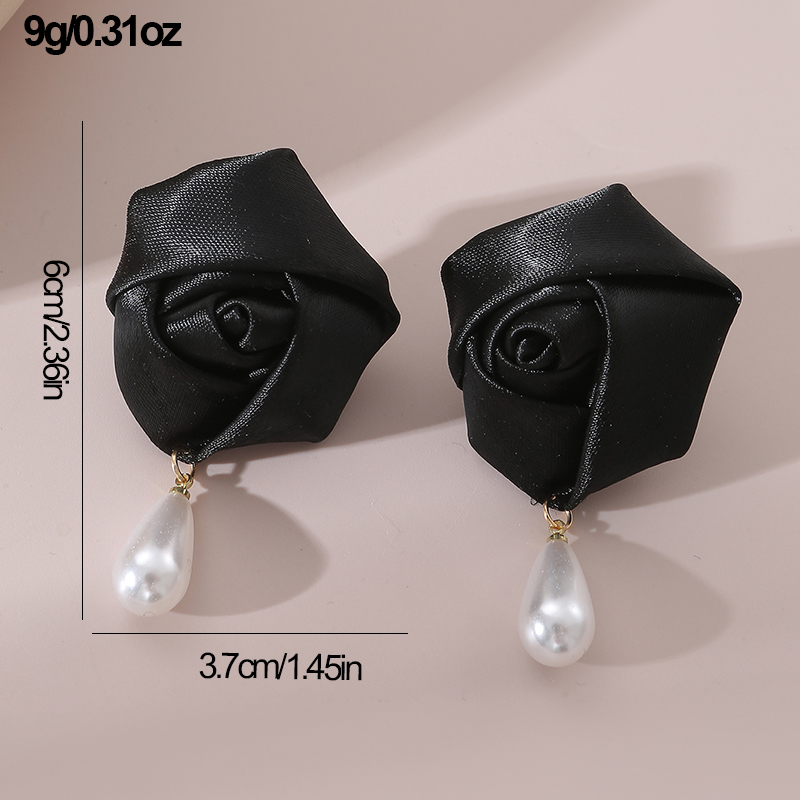 1 Pair Cute Lady Sweet Flower Artificial Pearl Cloth Ear Studs display picture 15