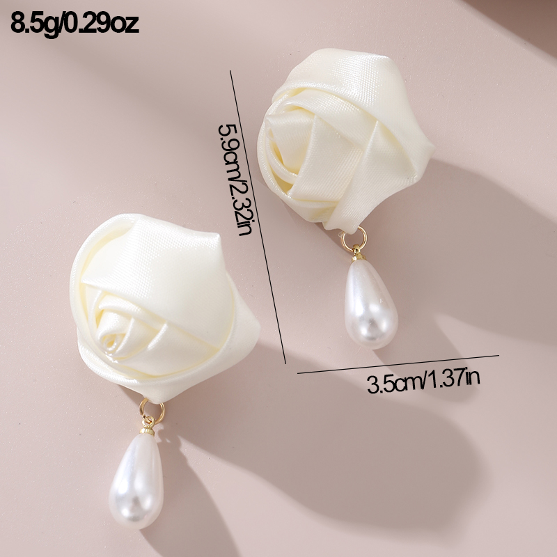 1 Pair Cute Lady Sweet Flower Artificial Pearl Cloth Ear Studs display picture 26