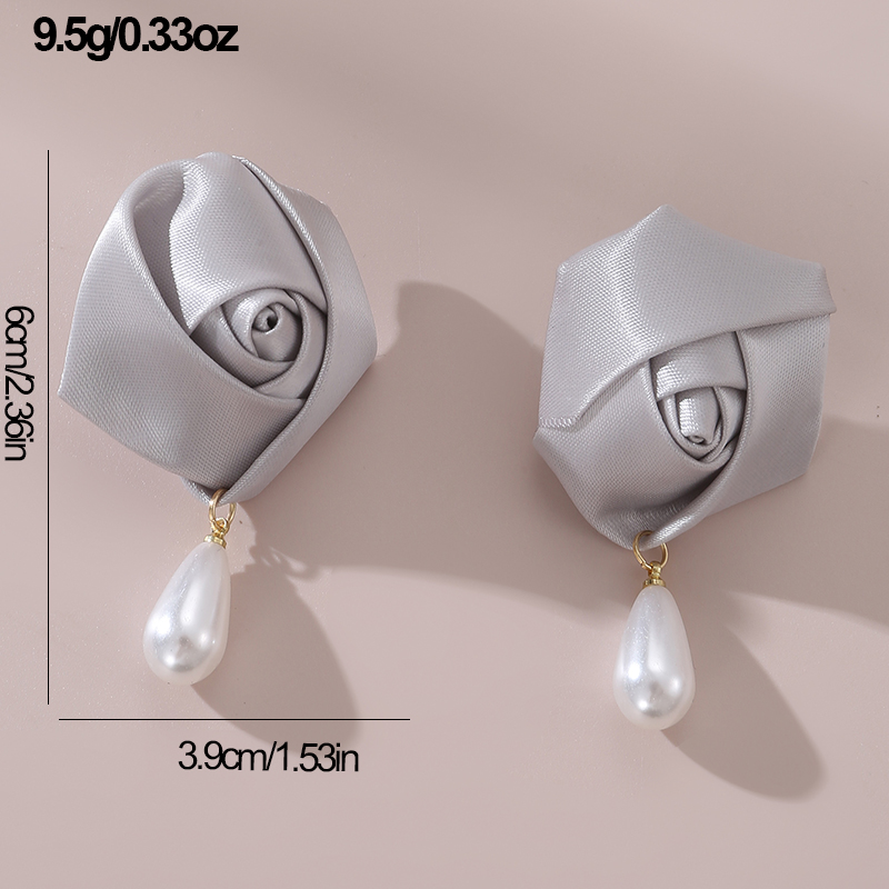 1 Pair Cute Lady Sweet Flower Artificial Pearl Cloth Ear Studs display picture 31