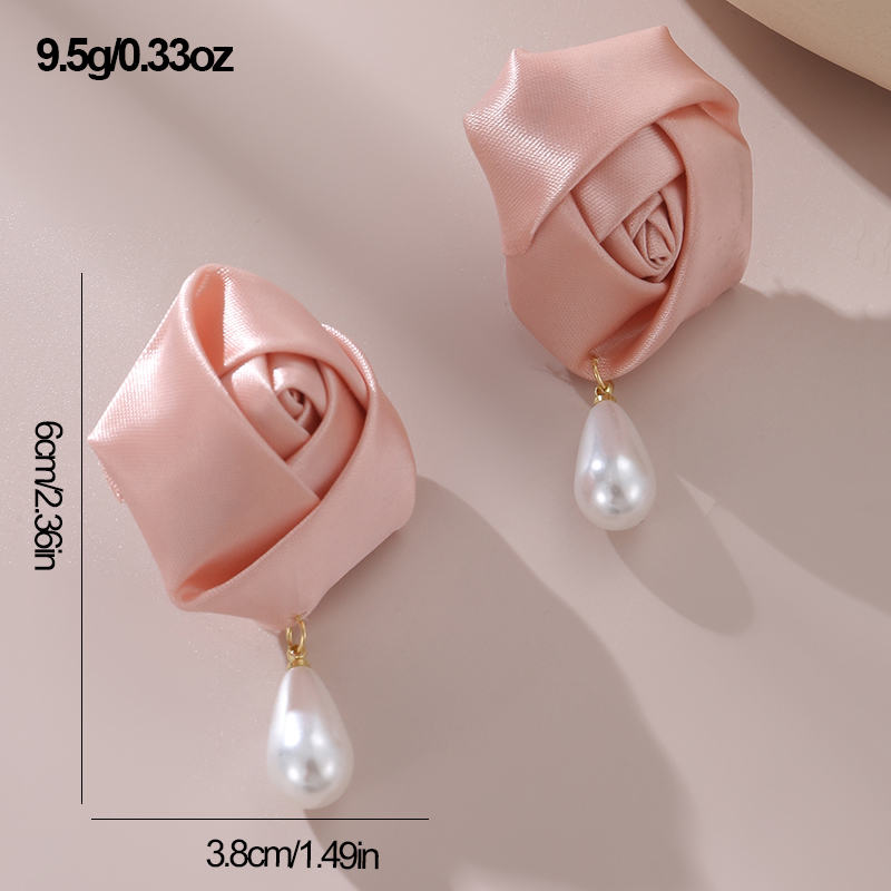 1 Pair Cute Lady Sweet Flower Artificial Pearl Cloth Ear Studs display picture 36