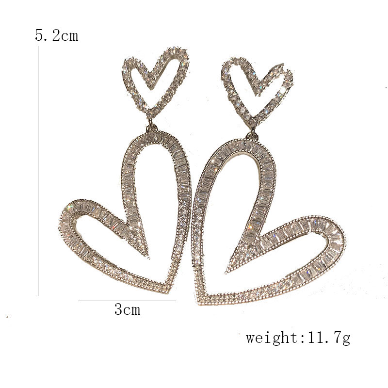 1 Pair Elegant Simple Style Heart Shape Plating Inlay Metal Brass Zircon 14K Gold Plated Drop Earrings display picture 1