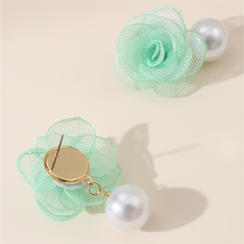 1 Pair Cute Lady Sweet Flower Artificial Pearl Cloth Ear Studs display picture 21