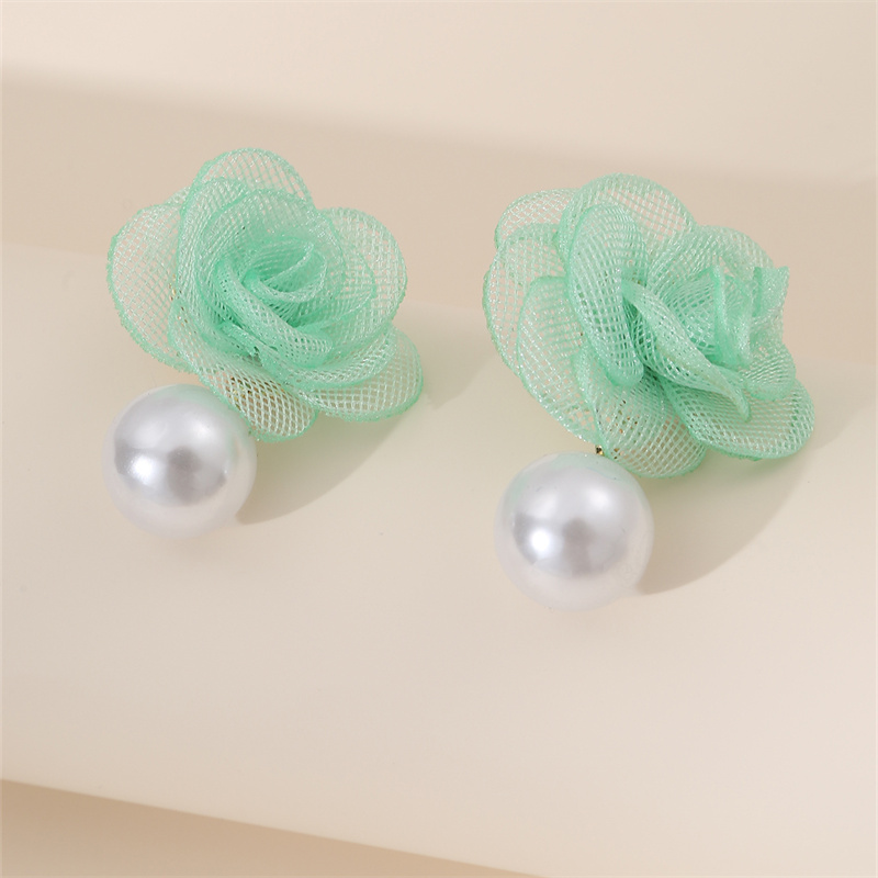 1 Pair Cute Lady Sweet Flower Artificial Pearl Cloth Ear Studs display picture 20