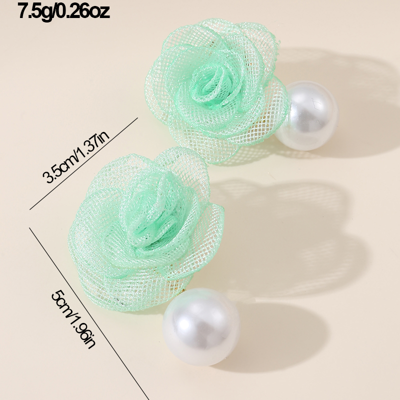 1 Pair Cute Lady Sweet Flower Artificial Pearl Cloth Ear Studs display picture 24