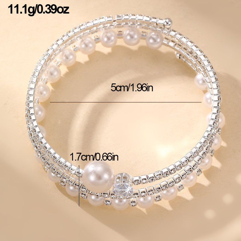 Simple Style Geometric Artificial Gemstones Artificial Pearl Zinc Alloy Layered Inlay Rhinestones Pearl Women's Wristband display picture 27