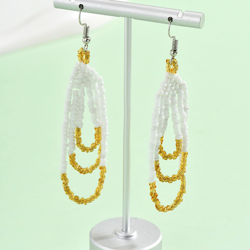 1 Pair Casual Bohemian Geometric Beaded Seed Bead Drop Earrings display picture 3