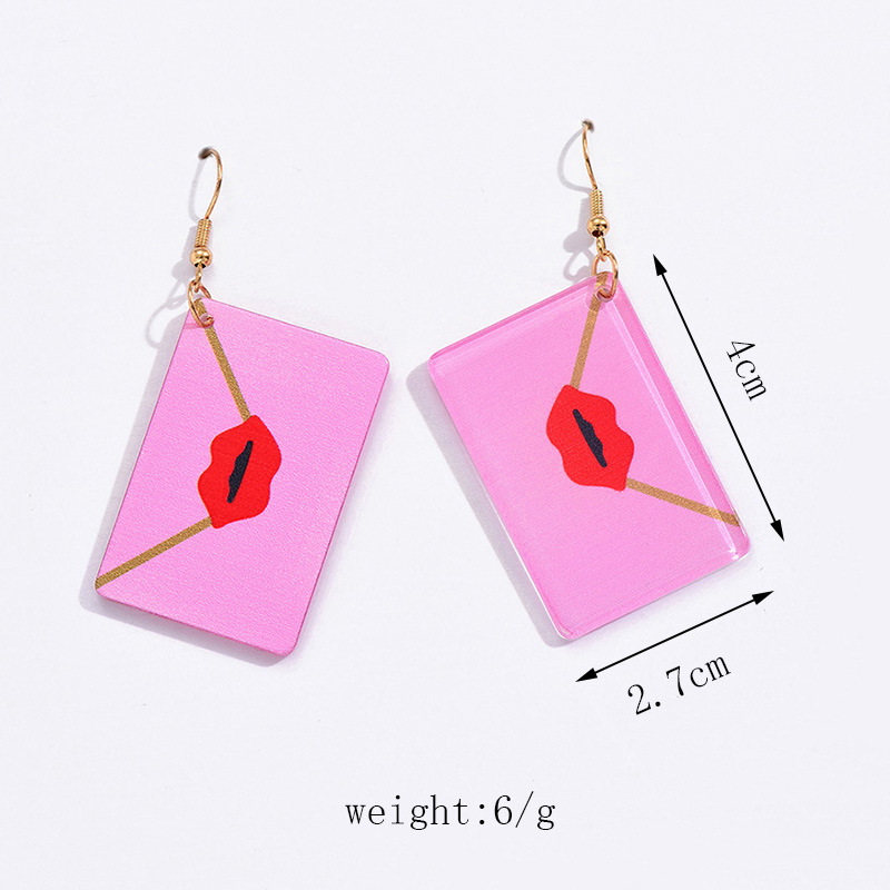 1 Pair Simple Style Envelope Lips Polishing Arylic Drop Earrings display picture 2