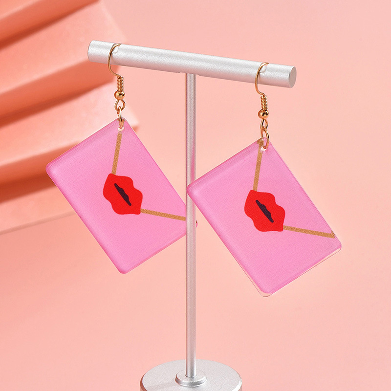 1 Pair Simple Style Envelope Lips Polishing Arylic Drop Earrings display picture 3