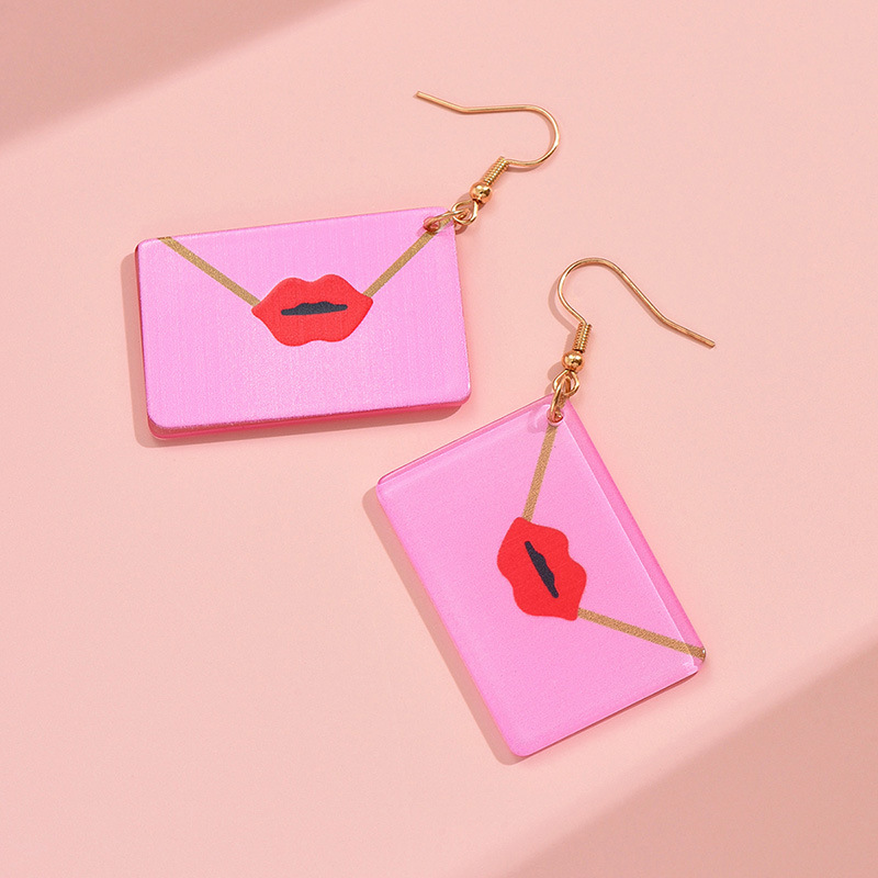 1 Pair Simple Style Envelope Lips Polishing Arylic Drop Earrings display picture 4