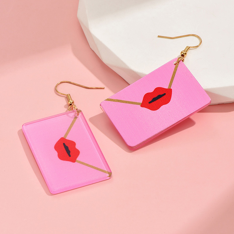 1 Pair Simple Style Envelope Lips Polishing Arylic Drop Earrings display picture 5
