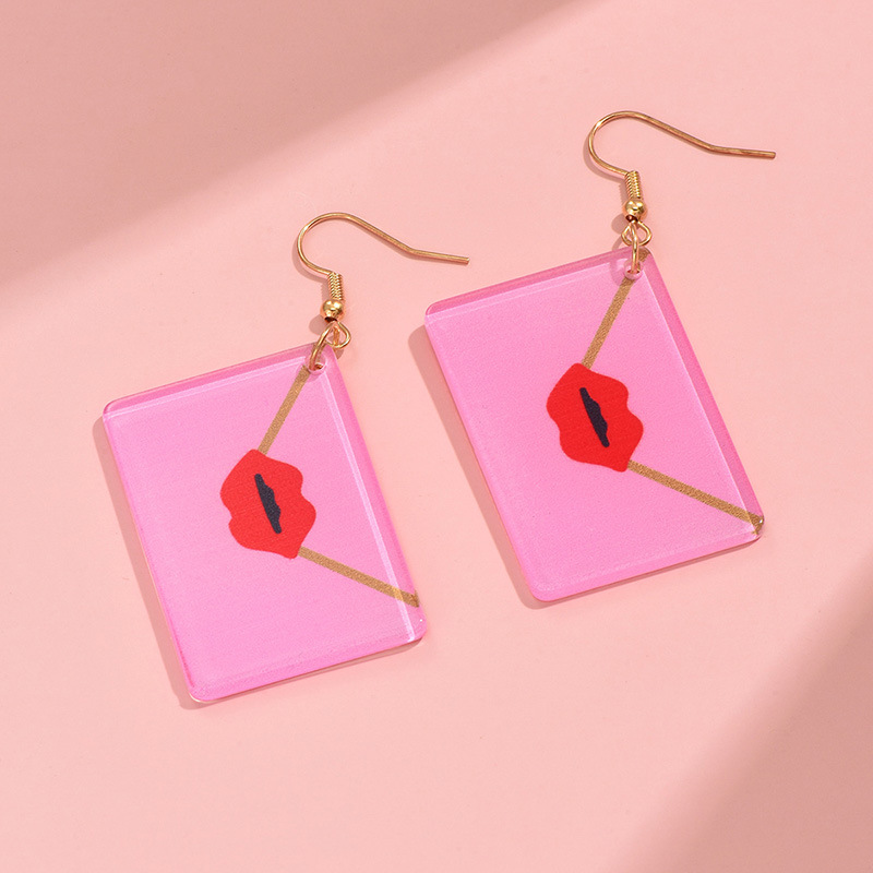 1 Pair Simple Style Envelope Lips Polishing Arylic Drop Earrings display picture 6