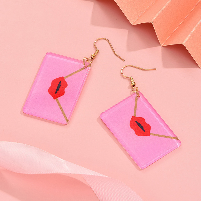 1 Pair Simple Style Envelope Lips Polishing Arylic Drop Earrings display picture 7