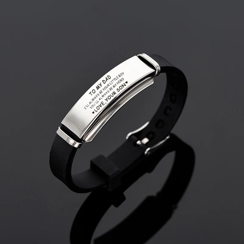 Modern Style Classic Style Letter 304 Stainless Steel Silica Gel Father'S Day Men's Wristband display picture 2