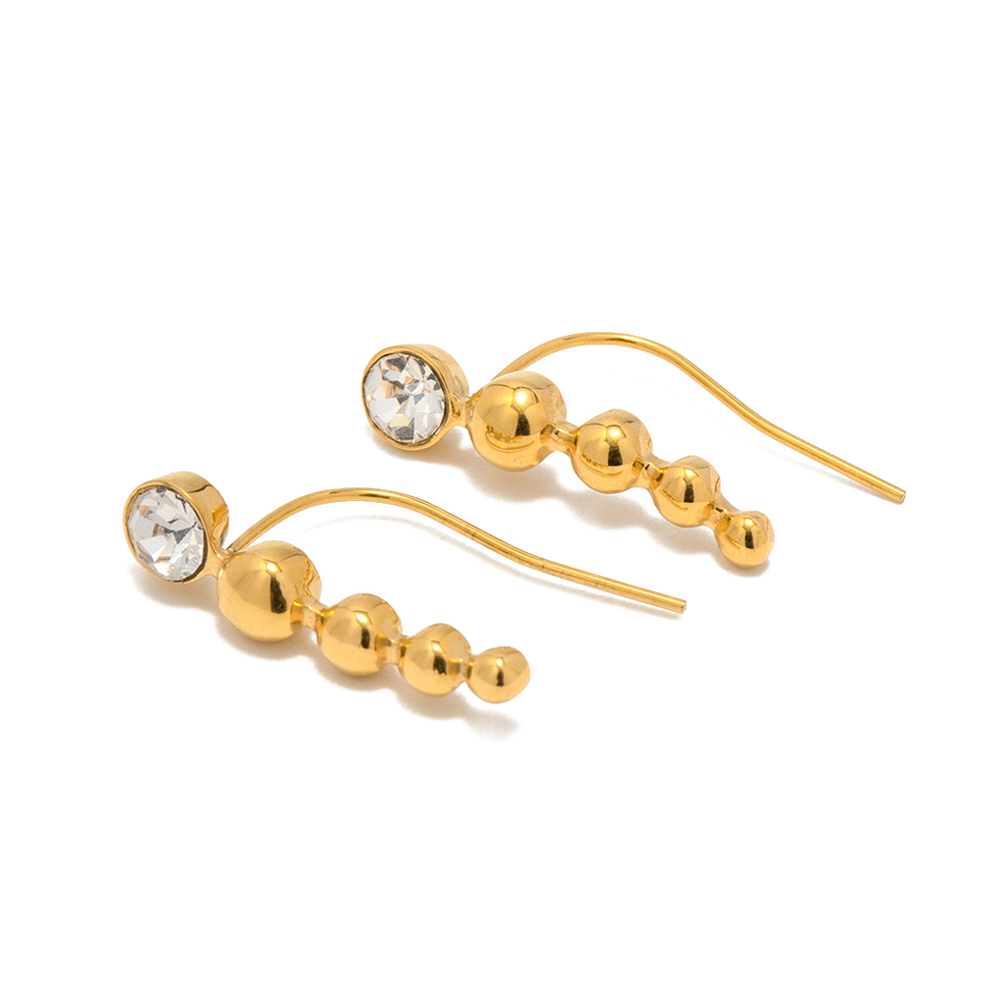 1 Pair IG Style Basic Modern Style Geometric Inlay 304 Stainless Steel Zircon 18K Gold Plated Ear Studs display picture 6
