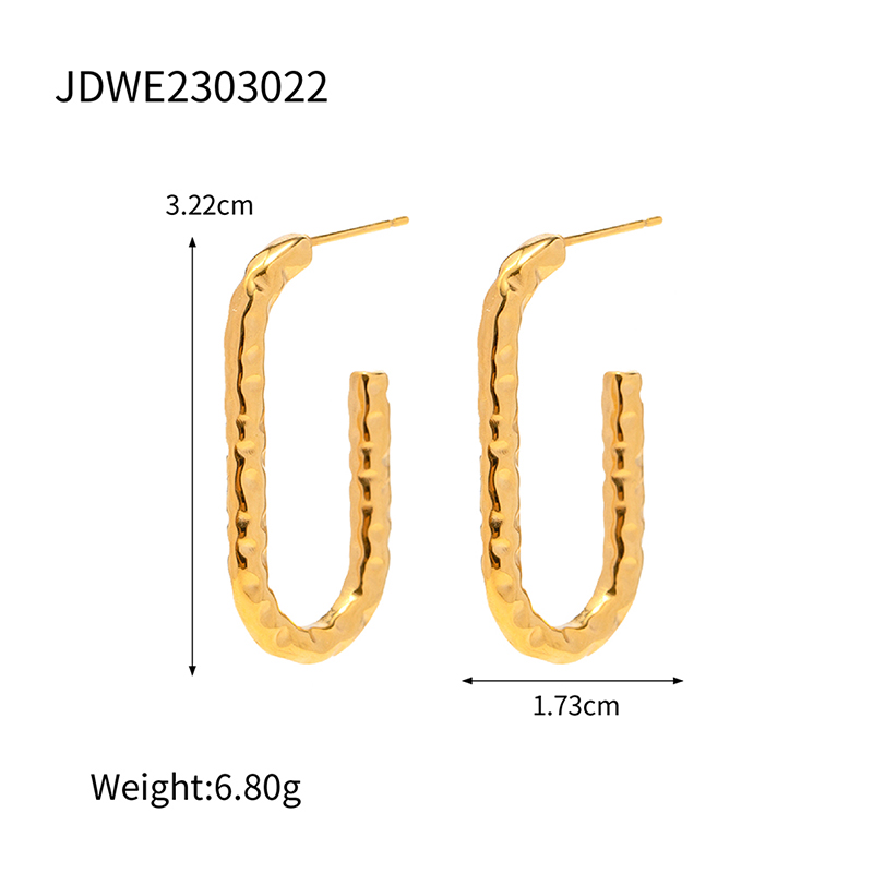 1 Pair IG Style Basic Classic Style C Shape Plating 304 Stainless Steel 18K Gold Plated Earrings display picture 5