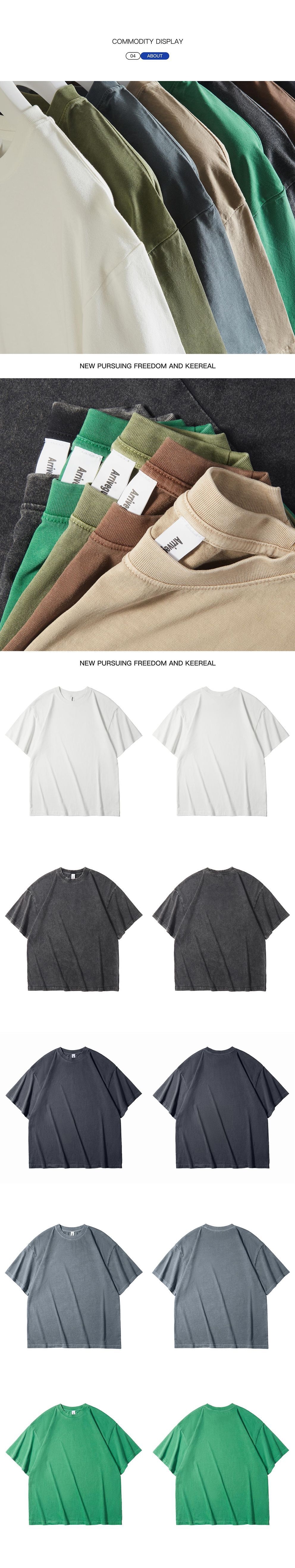 Men's T-shirt Short Sleeve T-shirts Washed Casual Solid Color display picture 4