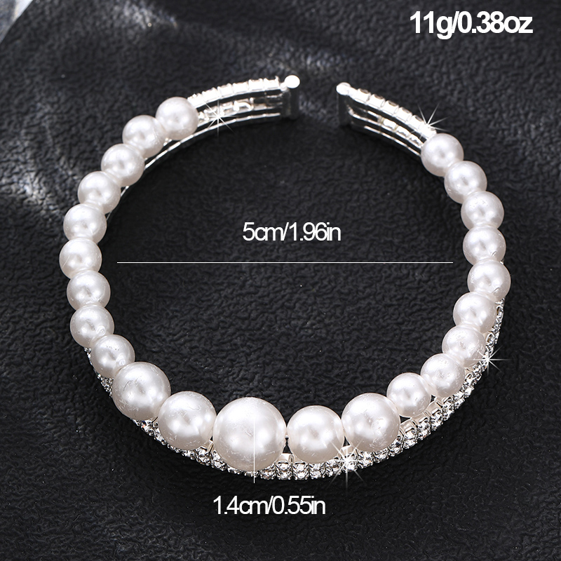 Simple Style Geometric Artificial Gemstones Artificial Pearl Zinc Alloy Layered Inlay Rhinestones Pearl Women's Wristband display picture 14