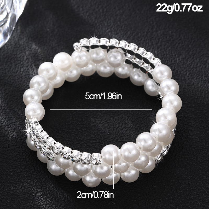 Simple Style Geometric Artificial Gemstones Artificial Pearl Zinc Alloy Layered Inlay Rhinestones Pearl Women's Wristband display picture 19