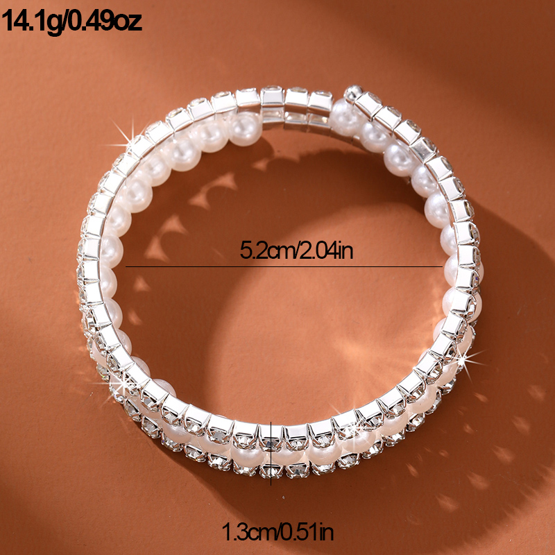 Simple Style Geometric Artificial Gemstones Artificial Pearl Zinc Alloy Layered Inlay Rhinestones Pearl Women's Wristband display picture 24