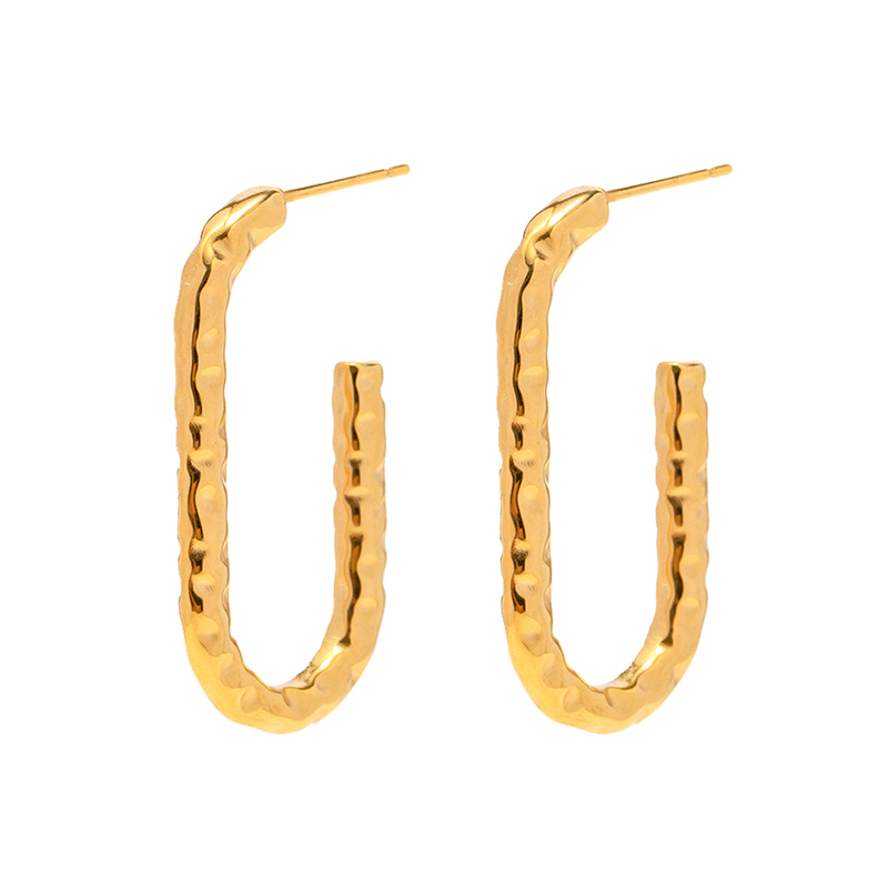 1 Pair IG Style Basic Classic Style C Shape Plating 304 Stainless Steel 18K Gold Plated Earrings display picture 6