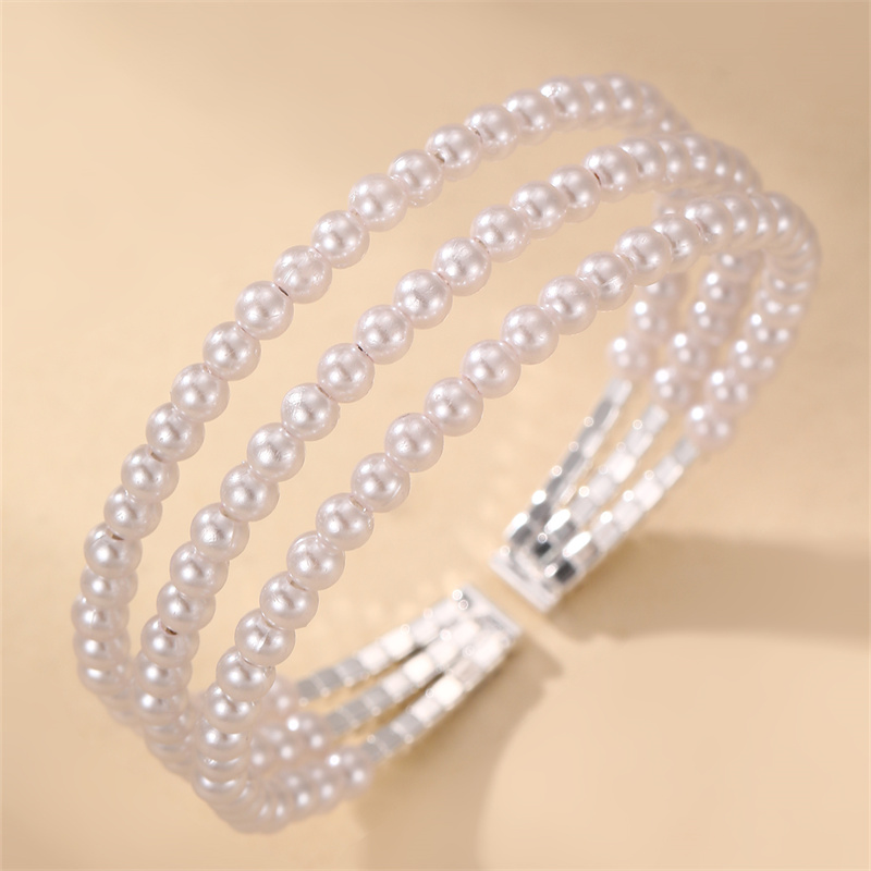 Simple Style Geometric Artificial Gemstones Artificial Pearl Zinc Alloy Layered Inlay Rhinestones Pearl Women's Wristband display picture 37