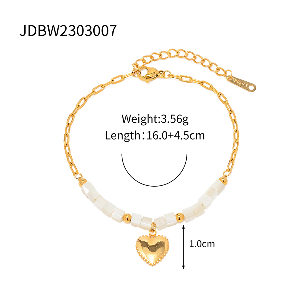 304 Stainless Steel 18K Gold Plated IG Style Basic Classic Style Plating Heart Shape Bracelets Necklace display picture 1