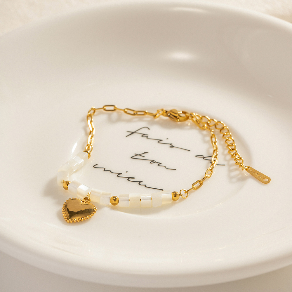 Edelstahl 304 18 Karat Vergoldet IG-Stil Basic Klassischer Stil Überzug Herzform Armbänder Halskette display picture 5