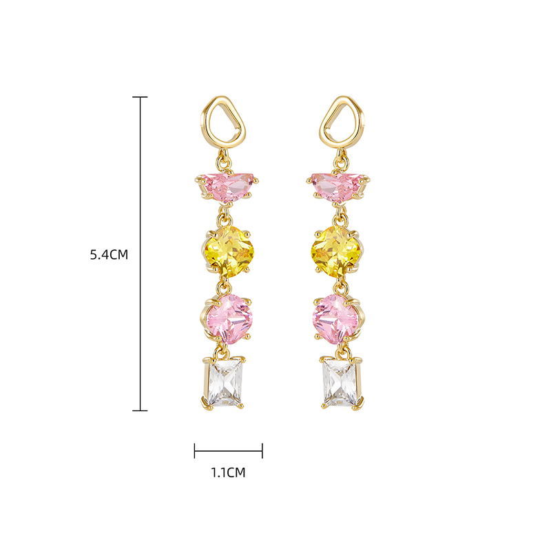 1 Pair Elegant Sweet Shiny Geometric Inlay Copper Zircon Drop Earrings display picture 2