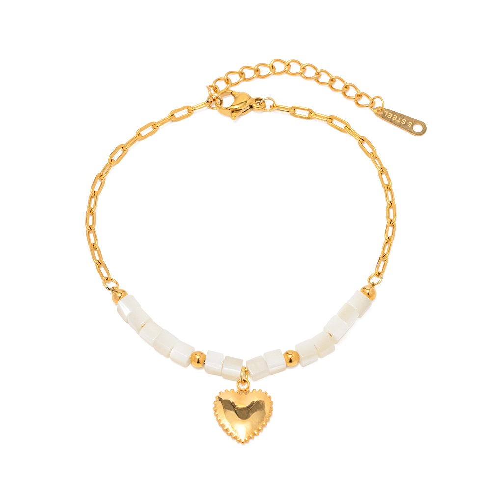 304 Stainless Steel 18K Gold Plated IG Style Basic Classic Style Plating Heart Shape Bracelets Necklace display picture 7