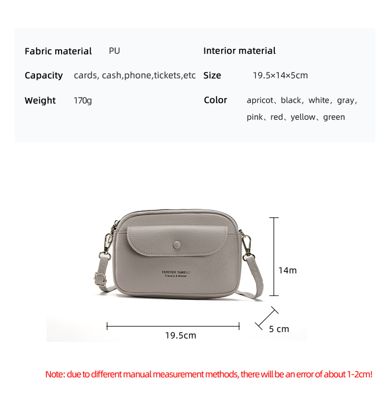 Women's Small Pu Leather Solid Color Classic Style Flip Cover Crossbody Bag Shoulder Bag display picture 4