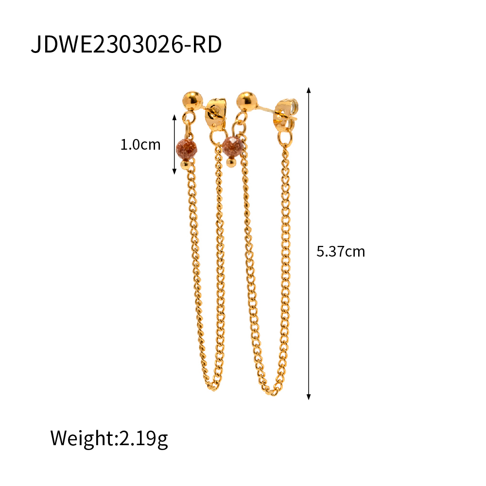 1 Pair IG Style Basic Modern Style Tassel 304 Stainless Steel 18K Gold Plated Drop Earrings display picture 1