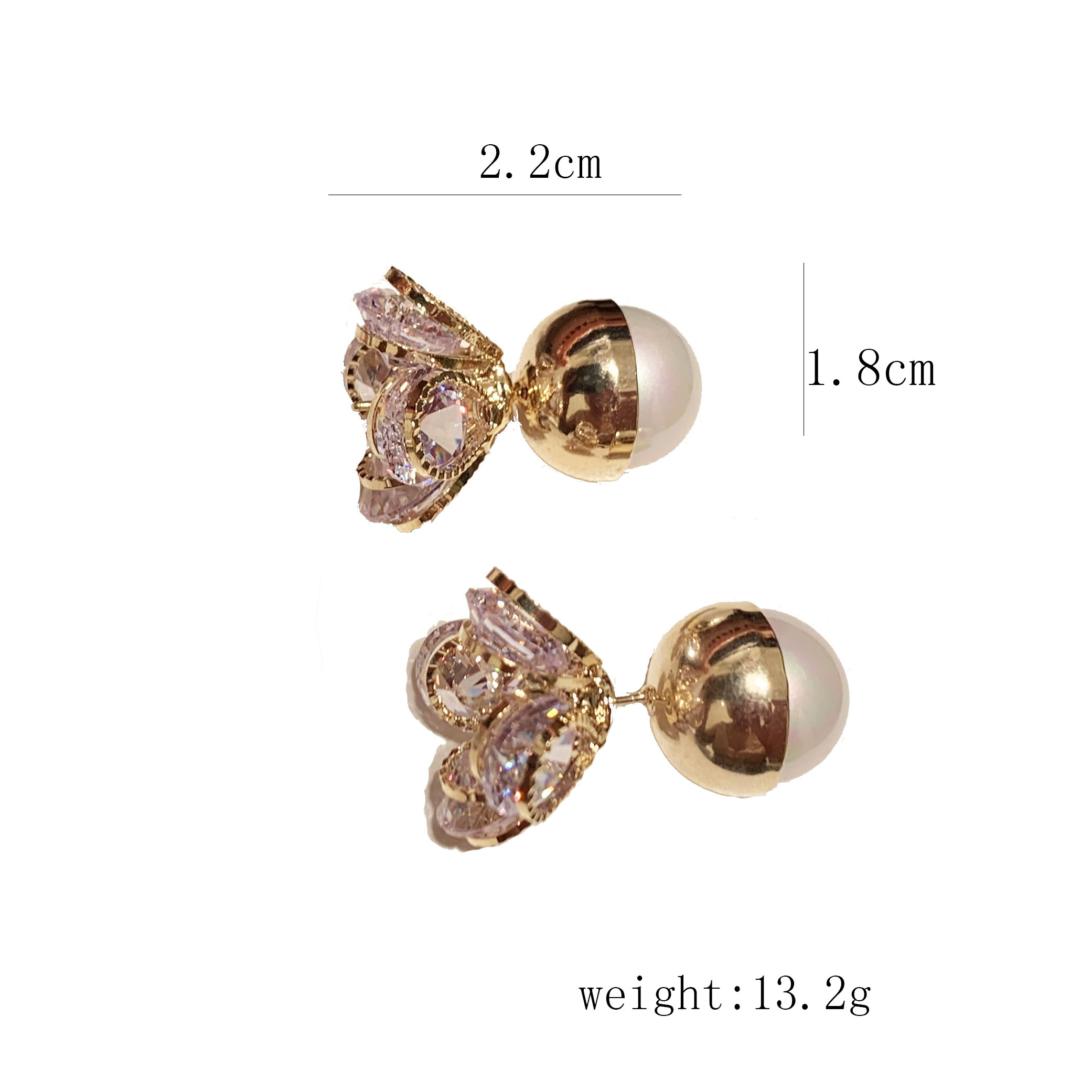 1 Paar Einfacher Stil Glänzend Perle Überzug Inlay Kupfer Zirkon 14 Karat Vergoldet Ohrstecker display picture 4