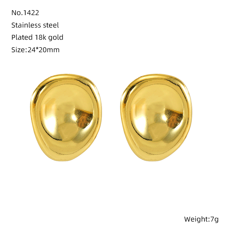 1 Pair Simple Style Round Plating 304 Stainless Steel 18K Gold Plated Ear Studs display picture 7