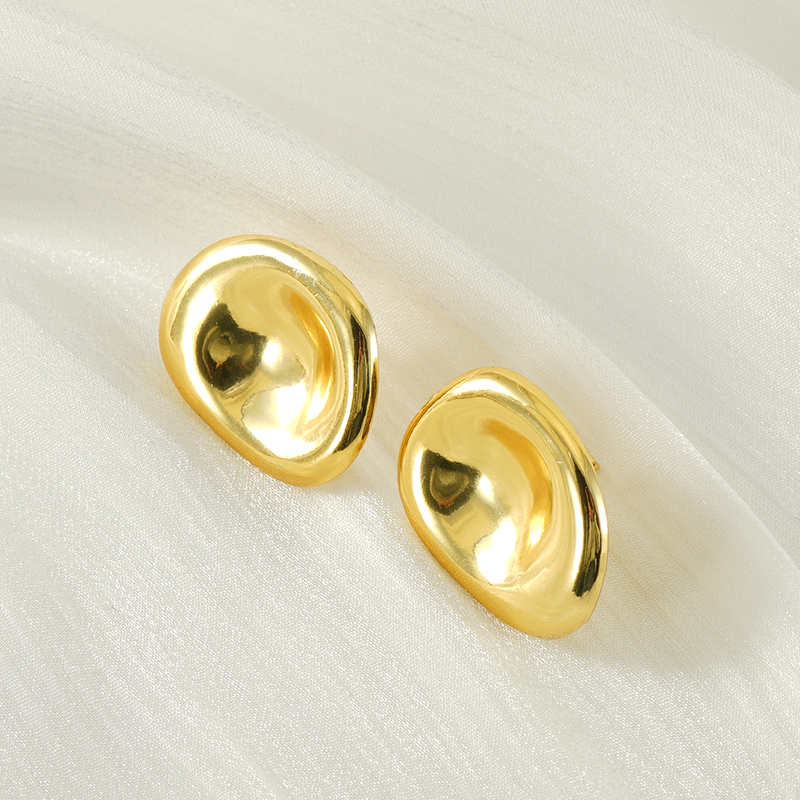 1 Pair Simple Style Round Plating 304 Stainless Steel 18K Gold Plated Ear Studs display picture 3
