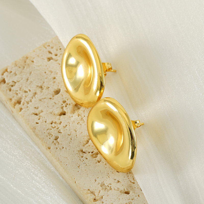 1 Pair Simple Style Round Plating 304 Stainless Steel 18K Gold Plated Ear Studs display picture 4