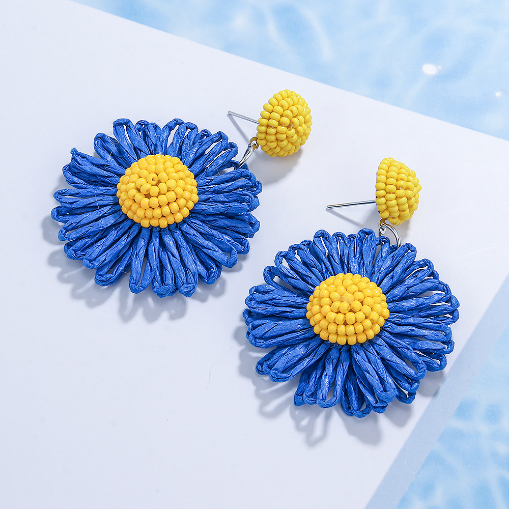 1 Pair Cute Lady Sweet Flower Raffia Drop Earrings display picture 16