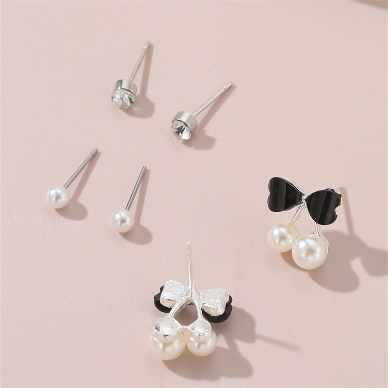 1 Set IG Style Elegant Sweet Heart Shape Flower Bow Knot Inlay Sterling Silver Artificial Pearls Zircon Ear Studs display picture 20
