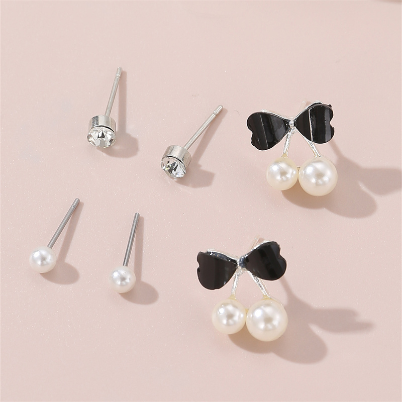 1 Set IG Style Elegant Sweet Heart Shape Flower Bow Knot Inlay Sterling Silver Artificial Pearls Zircon Ear Studs display picture 22