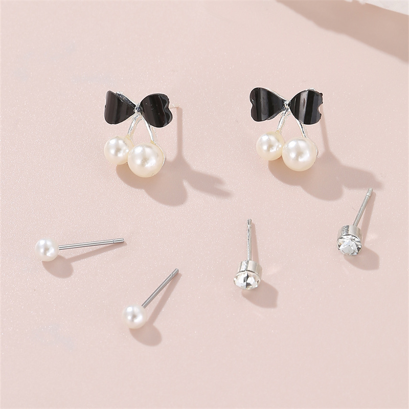 1 Set IG Style Elegant Sweet Heart Shape Flower Bow Knot Inlay Sterling Silver Artificial Pearls Zircon Ear Studs display picture 23